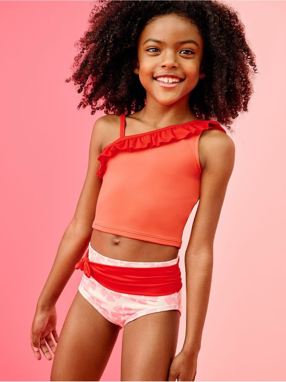 Hanna Andersson Red One-Shoulder Ruffle Tankini Disney Moana 12